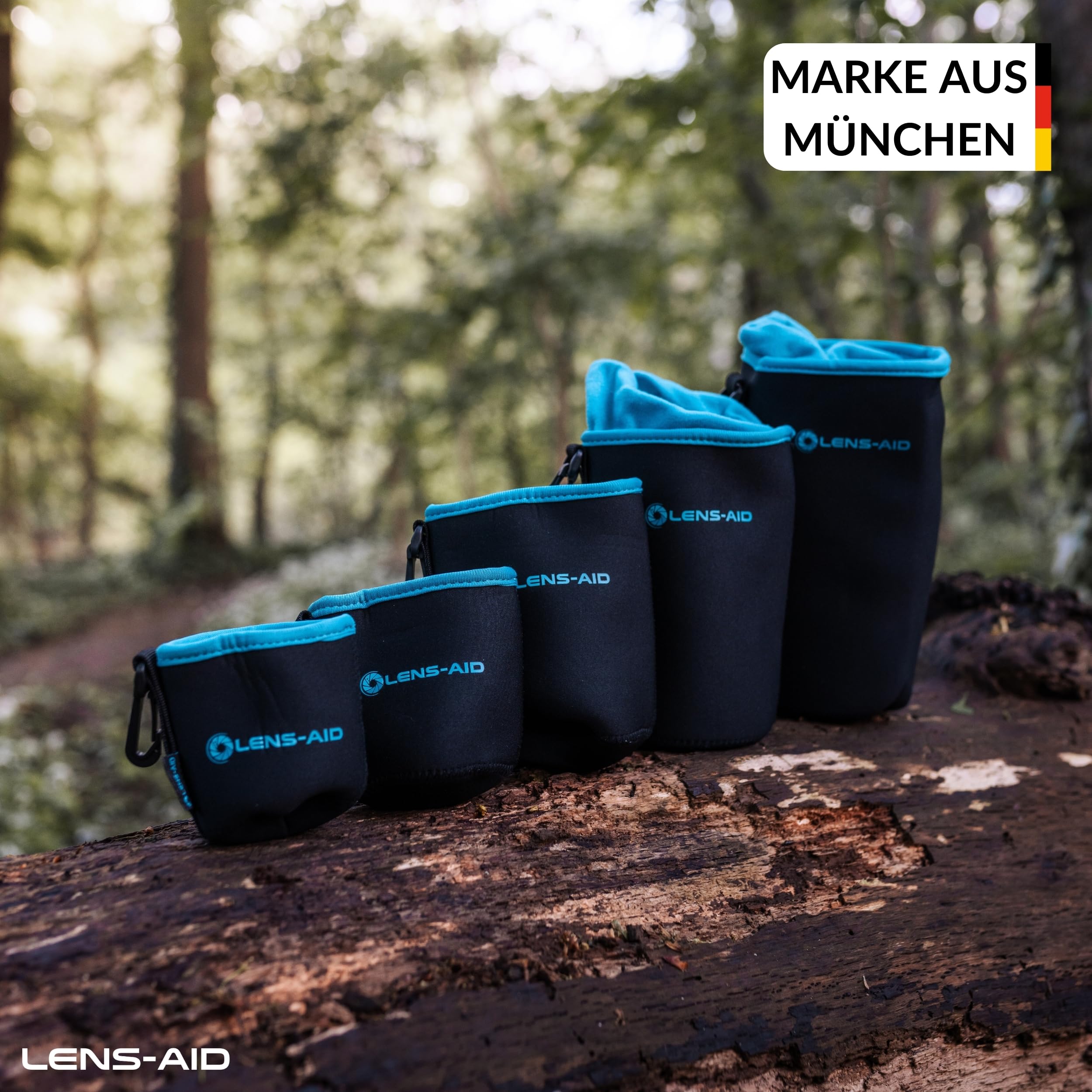 LENS-AID Neopren Objektivbeutel mit Fleece-Fütterung als Set oder einzeln Objektivtasche BZW. Köcher als Schutz für Objektiv, Blitz, Monitor, Kamera-Zubehör - XXS 3