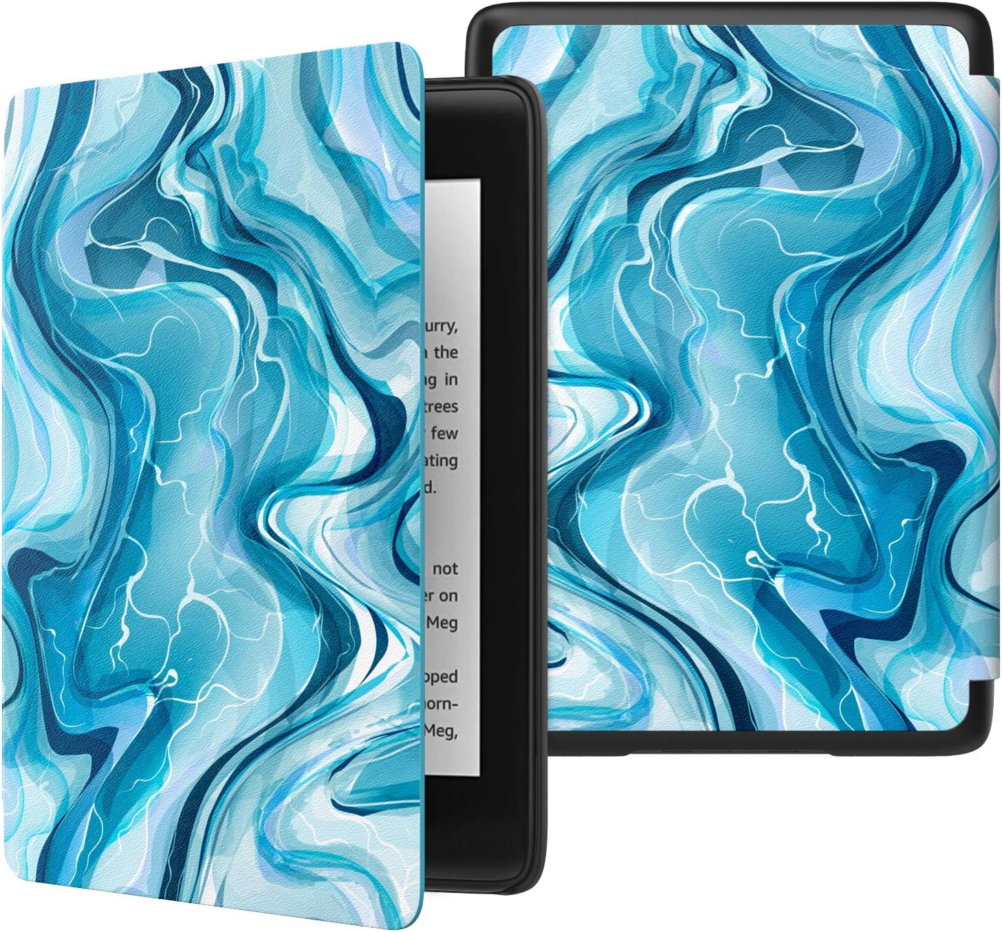 MoKo Case Fits K i n d l e Paper w h i t e (10th Generation, 2018 Release), Thinnest Lightest Smart Shell Cover with Auto Wake/Sleep for K i n d l e Paper w h i t e E-reader 2018 - Blue Water Color