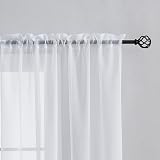Home Brilliant Voile Sheer Curtains 54x45 Set of 2 White Window Panels 45 Drop view 5
