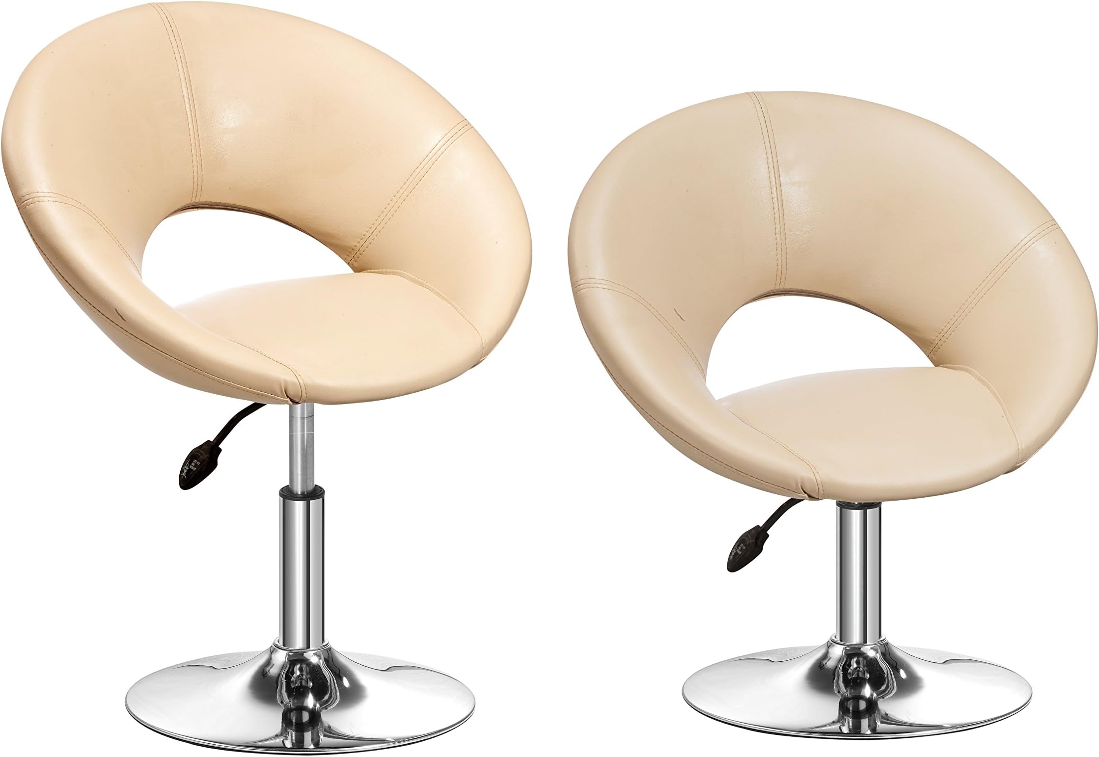 Da URBAN® ROUNDHILL Pack of 2 Height Adjustable Bar Stool/Kitchen Chair (Cream)