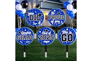AKAIXI 2025 Graduation Campus Signs, 1 Set 5 in 1 Congrats Grad Yard Graduate Solar Lights, Outdoor Decor for College High Graduation Party School Lawn Decoration