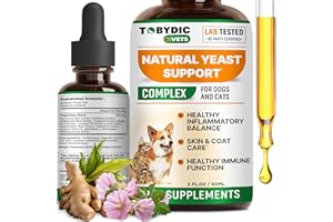 TOBYDIC Natural Cats & Dog Yeast Infection Relief - Itchy Skin & Ear Treatment - Reduces Irritation & Relieves Itching and Allergy - Herbal Medicine Drops Supplement - Made in USA