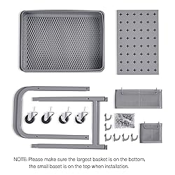 TOOLF 3-Tier Storage Cart, Metal Utility Rolling