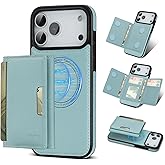 Godzoen for iPhone 17 pro Wallet Case, 2-in-1 Detachable Phone Case, Card Holder RFID Blocking, Fashionable Faux Leather Card Slot & Folding Design (Blue)