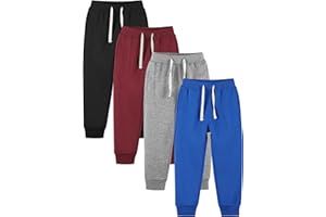 Resinta 3/4 Pack Toddler and Boys Fleece Lined Sweatpants Cotton Youth Jogger Pants Kids Pants with Pockets Drawstring