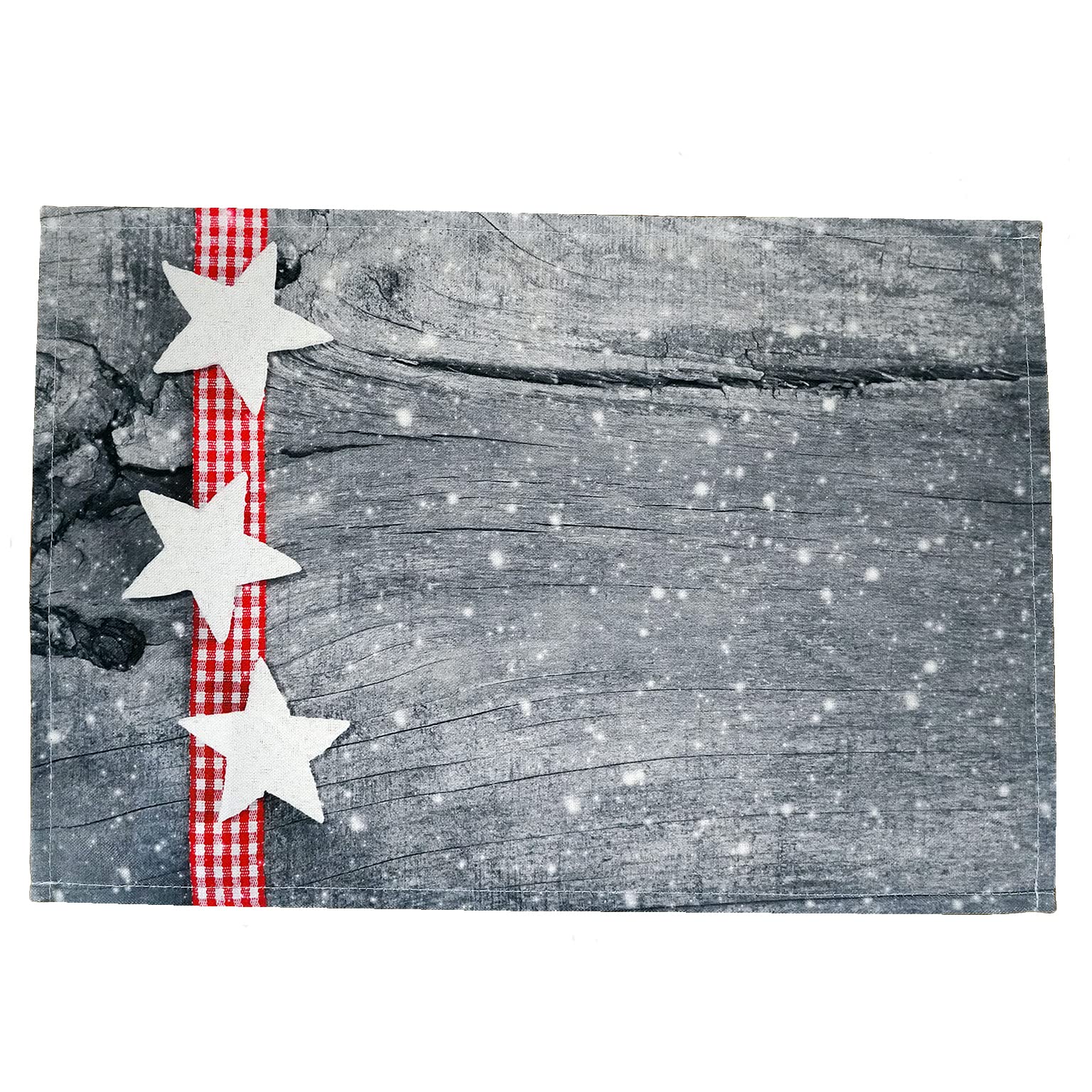 texpot Set of 2 place mats 30 x 45 cm made from 100% polyester Christmas white stars and wooden board