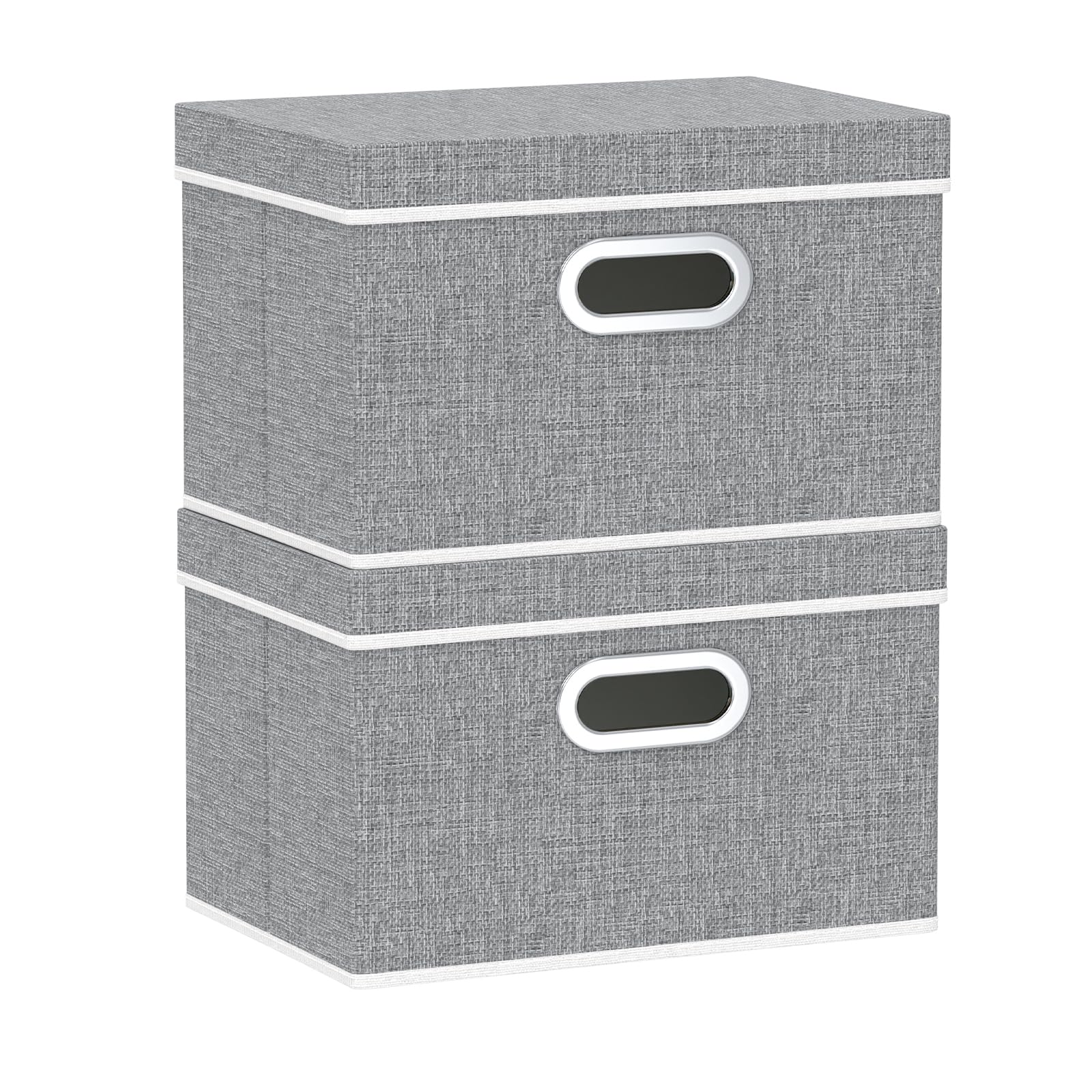 Yawinhe Storage Box with Lids 2 Pack, Collapsible Clothing Shelf Basket, for Organizing Clothes, 32x23x20cm, Grey, SNK023G-2