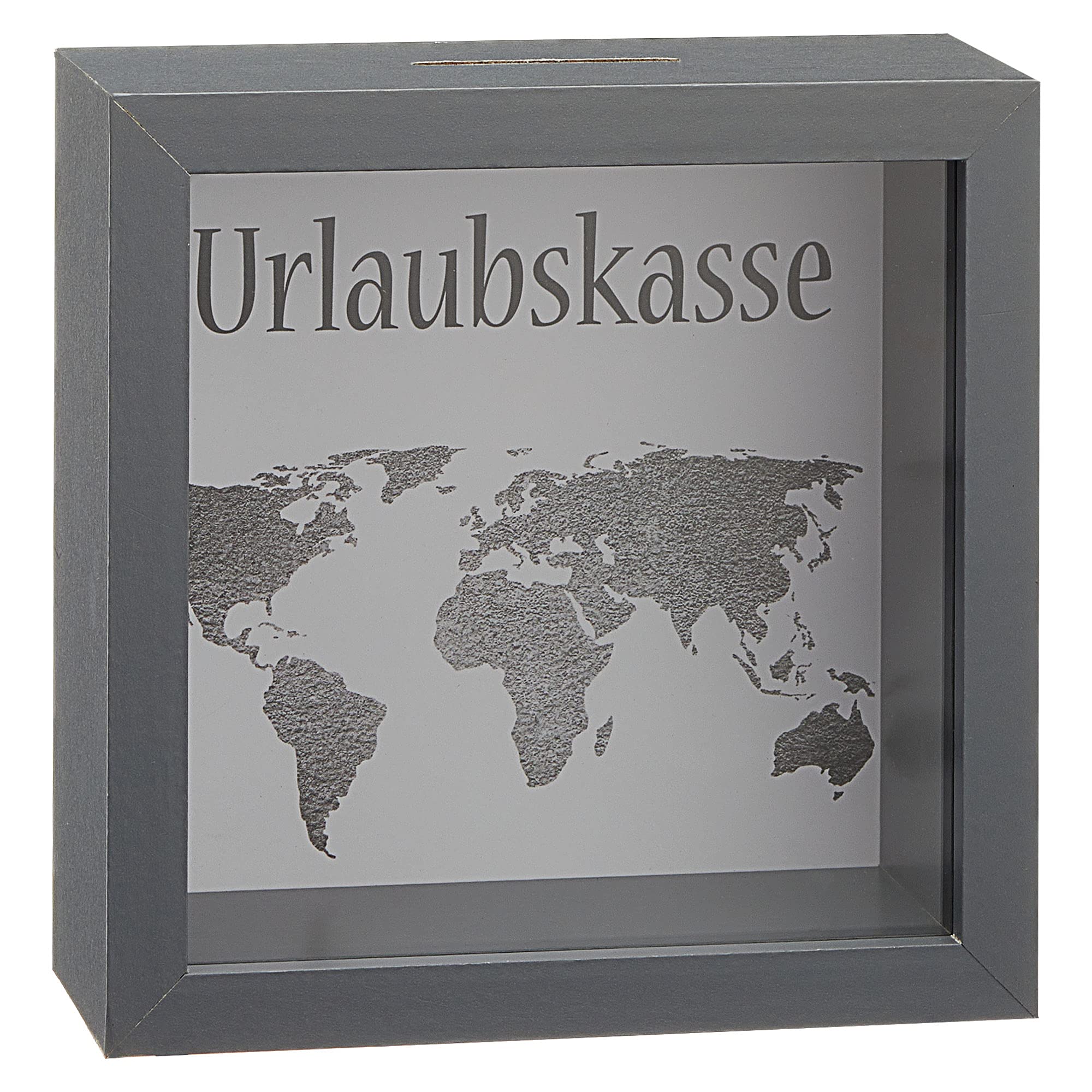 Box Holiday Fund Picture Frame B14.5 cm Grey MDF Glass Box Money Gift