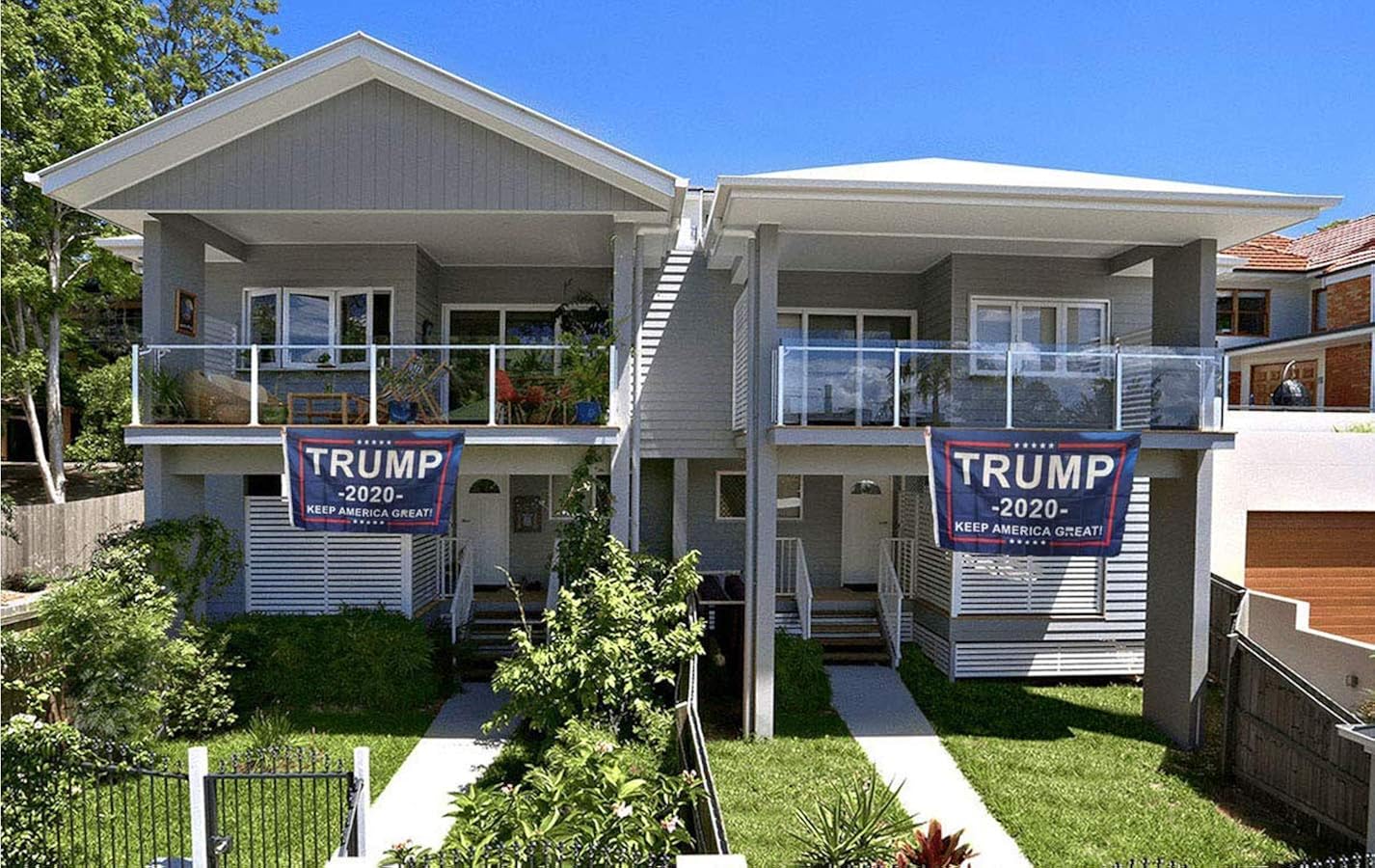 WIBIMEN 2 Packs President Donald Trump 2020 Flag Keep America Great Flag Vivid Color and UV Fade Resistant 3x5 Feet with Grommets Double Stitched: Clothing