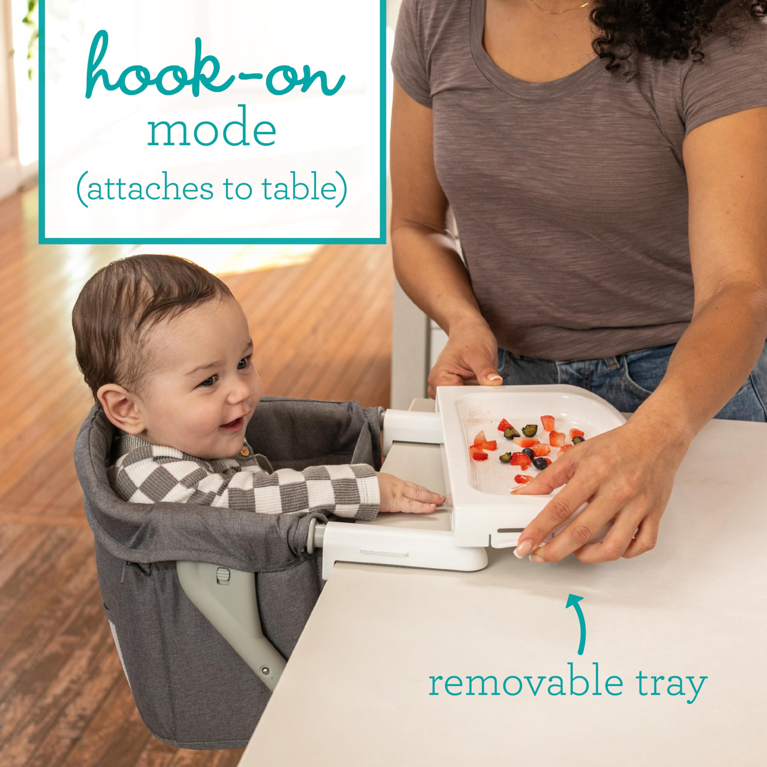 Infantino The Ultimate Travel Booster, Versatile and Travel-Friendly Booster, High Chair and Seat for On-The-Go Families, Gray