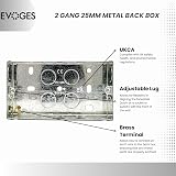 EVOGES Double Metal Back Box 25mm 2 Gang BS4662 1.0mm Brass Terminal view 4