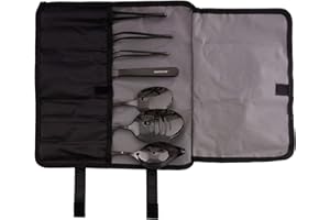 CREATIVECHEF 7 PCS Plating Tools Culinary Set Contains kitchen tweezers spatula Sauce plating spoon（Black）