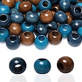 150 Pieces 20mm Wooden Macrame Beads Variety Pack, Large Hole Colored Wooden Beads for Craft/Plant Hanging/Home Decor, 9mm Hole (Brown/Navy/Blue)