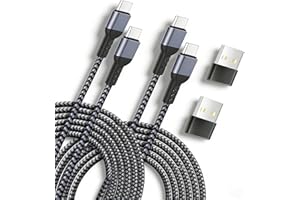 USB C to C Cable 2Pack, 2M 65W Fast Charging, 3A PD QC 3.0 Nylon Braided Type C Data Transfer Cable for iPhone 17/16/15 Samsu