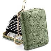 Tavonis credit card holder for women，Embossed leather Rfid wallet women， KeyChain Wallet