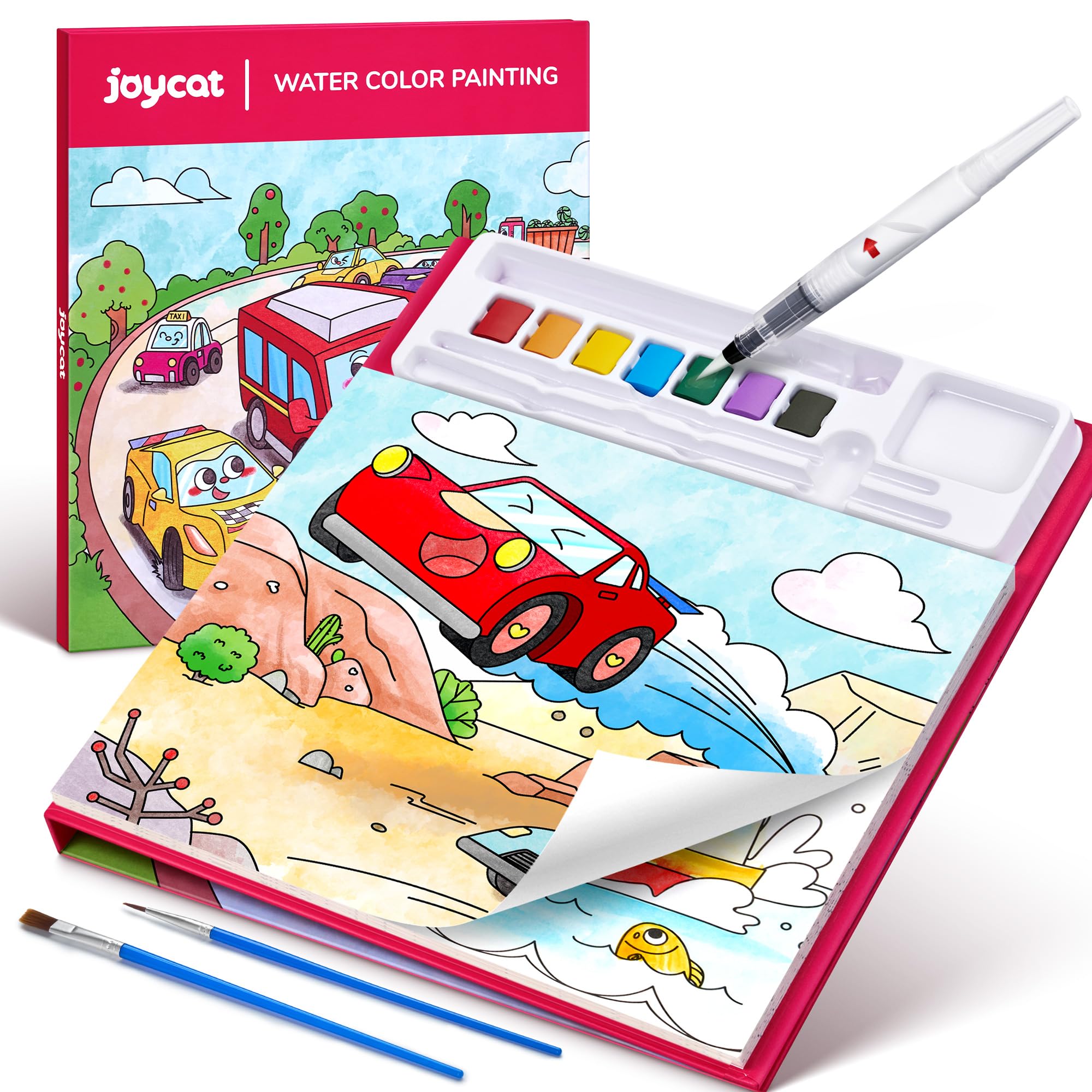 JoyCat Paint with Water Coloring Books for Toddlers, Watercolor Painting Sets for Kids Ages 3-5 4-8, Arts and Crafts Drawing Activities Toy Birthday Gift for Boys Girls（Transportation）