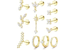 ORAZIO 16 Gauge Cartilage Earrings for Women Flat Back Hypoallergenic Surgical Steel Small Flatback Stud Hoop Cartilage Earring Stack Set Daith Conch Tragus Helix Piercing Jewelry Single PC