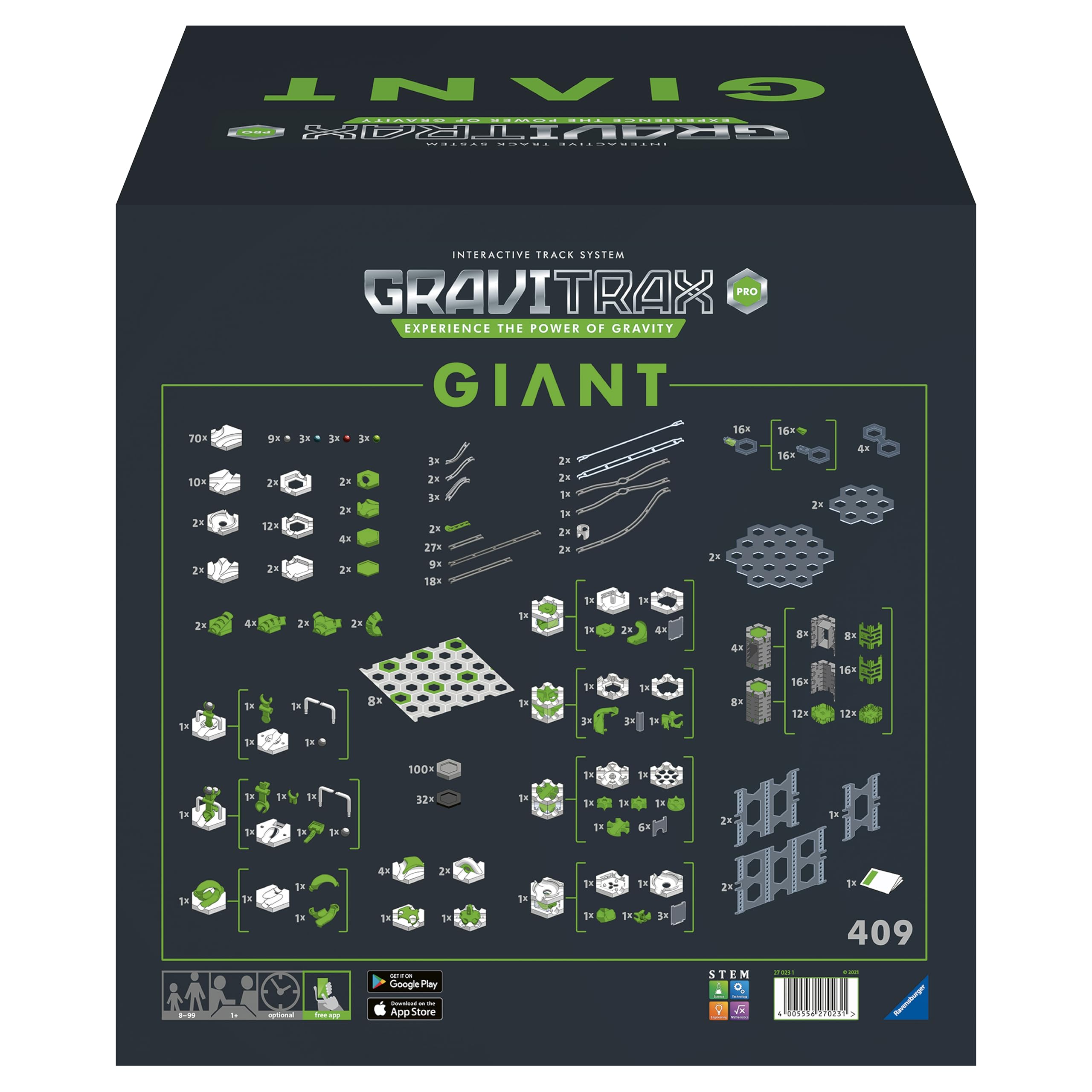Ravensburger GraviTrax PRO Giant Set - Gravity and Magnetic Marble Game - Challenging STEM Toy for Kids - Brain-Building, Educational Gift - Engages Critical Thinking & Problem Solving - Age 8+
