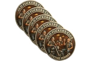GENERIC Old Fuckers Club – Lifetime Member Coin, Funny Biker Challenge Coin for Men, Novelty Collectible Bar Token, Gag Gift for Retired Friends, Bold Brotherhood Keepsake (5PCS)