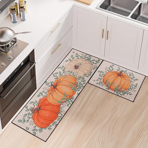 ABCDipper 2 Pcs Non Slip Kitchen Mats and Rug Sets, Washable Modern Mats and Rugs for Hallway, Dining Room,Laundry Room and Entryway, 40x60cm + 40x120cm