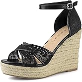 Allegra K Women's Espadrilles Lace Wedges Wedge Sandals