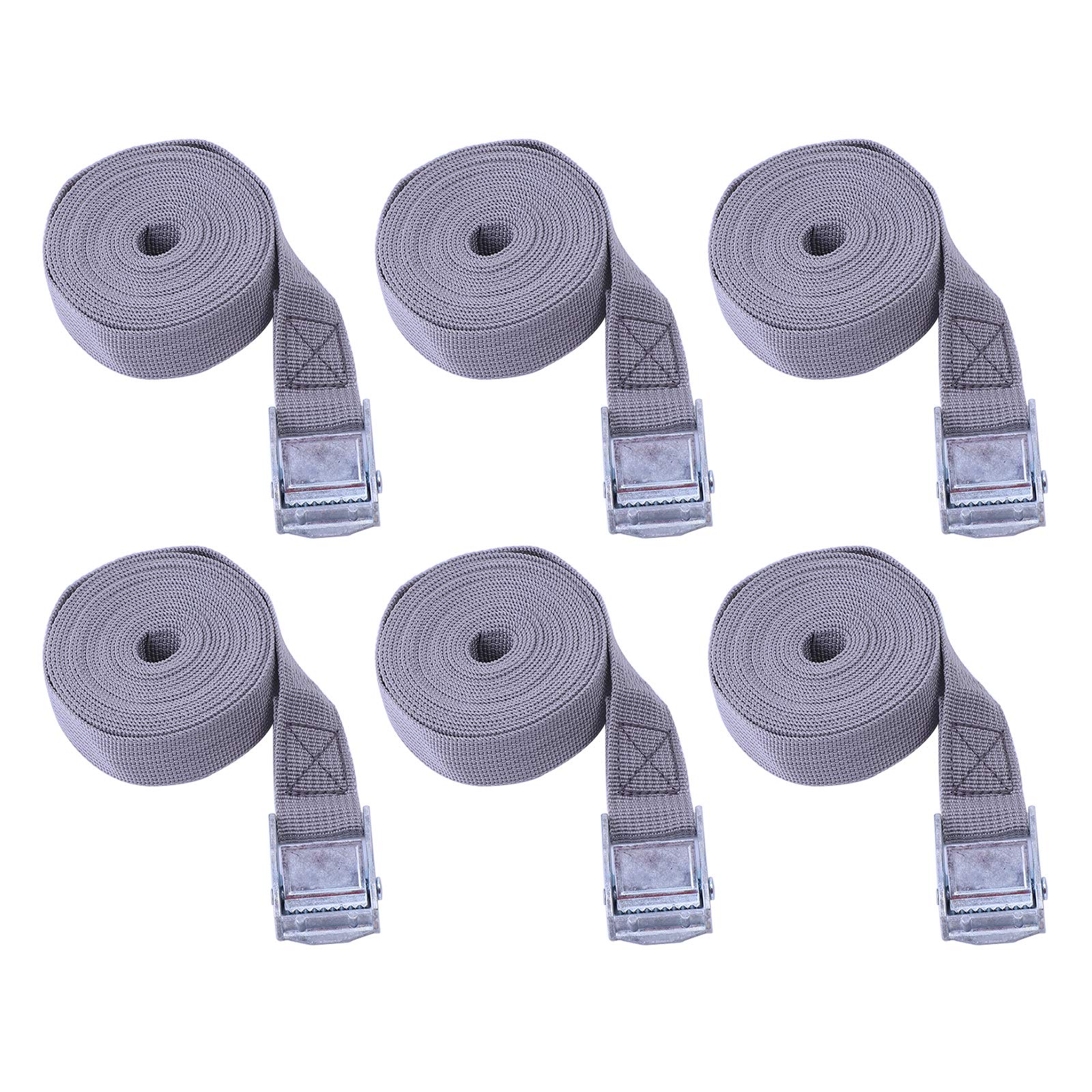 6pcs Ratchet Straps Tie Down, Luggage Straps Adjustable, Ties Heavy Duty, Cam Buckle Tensioning Belts, Lifting and Moving Tool Tethers, for Cargo Luggage Bike Roof Rack (25mm*1m, beige gray)