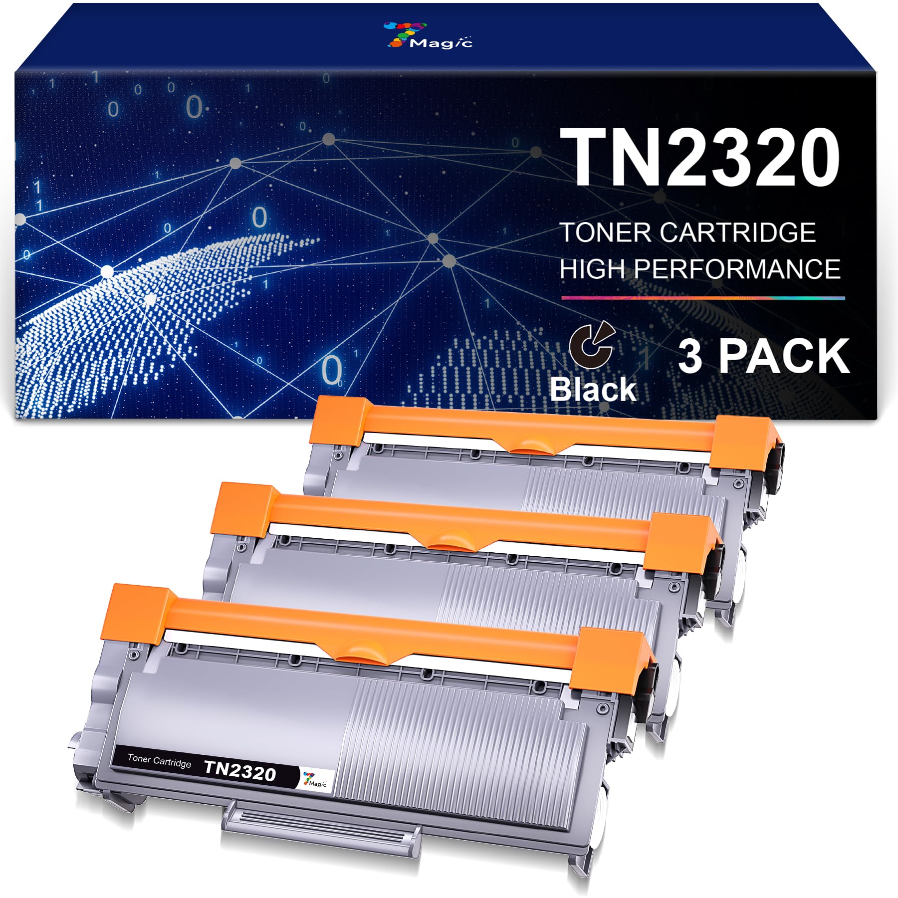 7Magic Compatible Toner Cartridge Replacement for Brother TN2320 TN 2320 for HL-L2340DW HL-L2300D HL-L2365DW MFC-L2700DW MFC-L2700DN MFC-L2740DW MFC-L2720DW DCP-L2500D DCP-L2520DW (Black, 3-Pack)