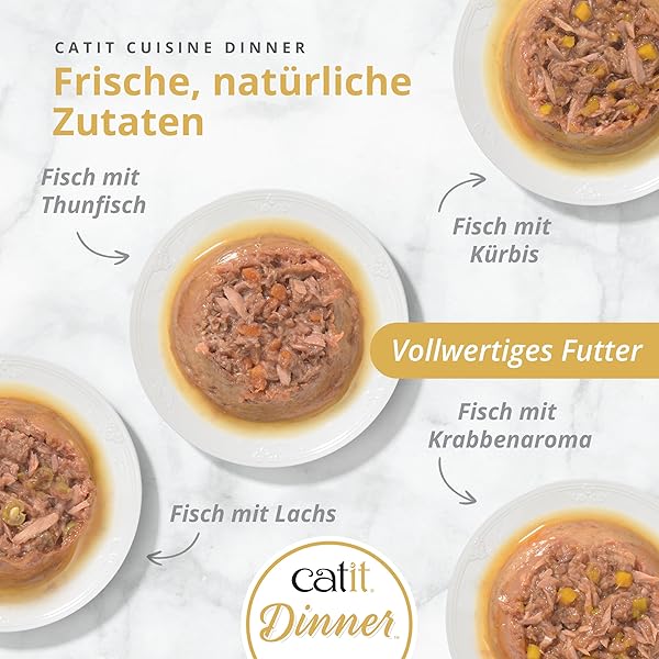 CATIT FISH DINNER WITH WHITEFISH & PUMPKIN – HYDRATING AND HEALTHY WET CAT FOOD FOR CATS OF ALL AGES