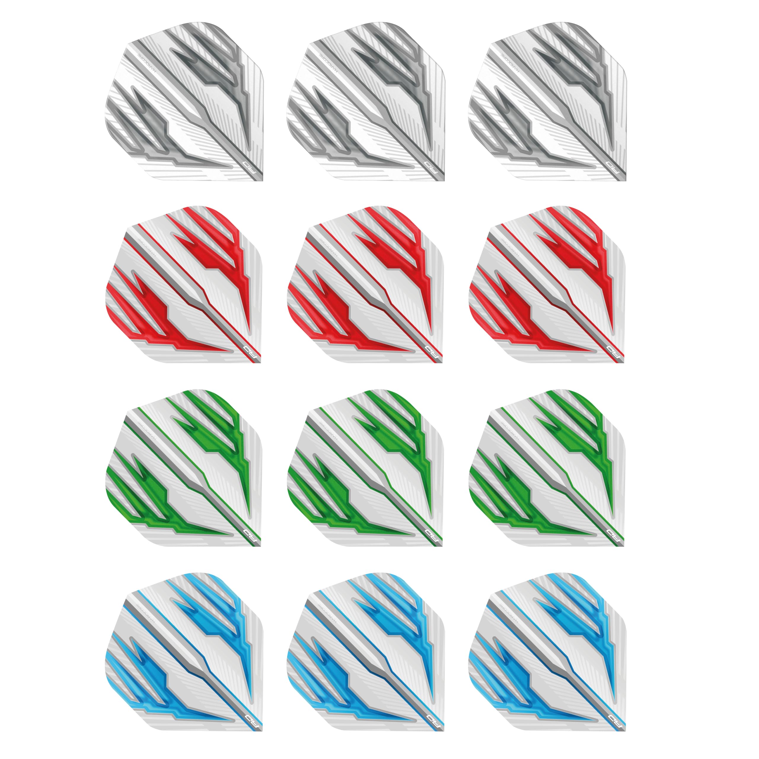 RED DRAGON Hardcore Selection Pack Light Wings Extra Thick Standard Dart Flights - 4 sets Per Pack (12 Dart Flights in total)