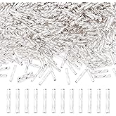 Craftdady 555Pcs Tube Glass Bugle Seed Beads 12mm Silver Color Twisted Spacer Beads for Craft Beading Necklace Bracelet Earring Jewelry Making Hole: 0.5mm