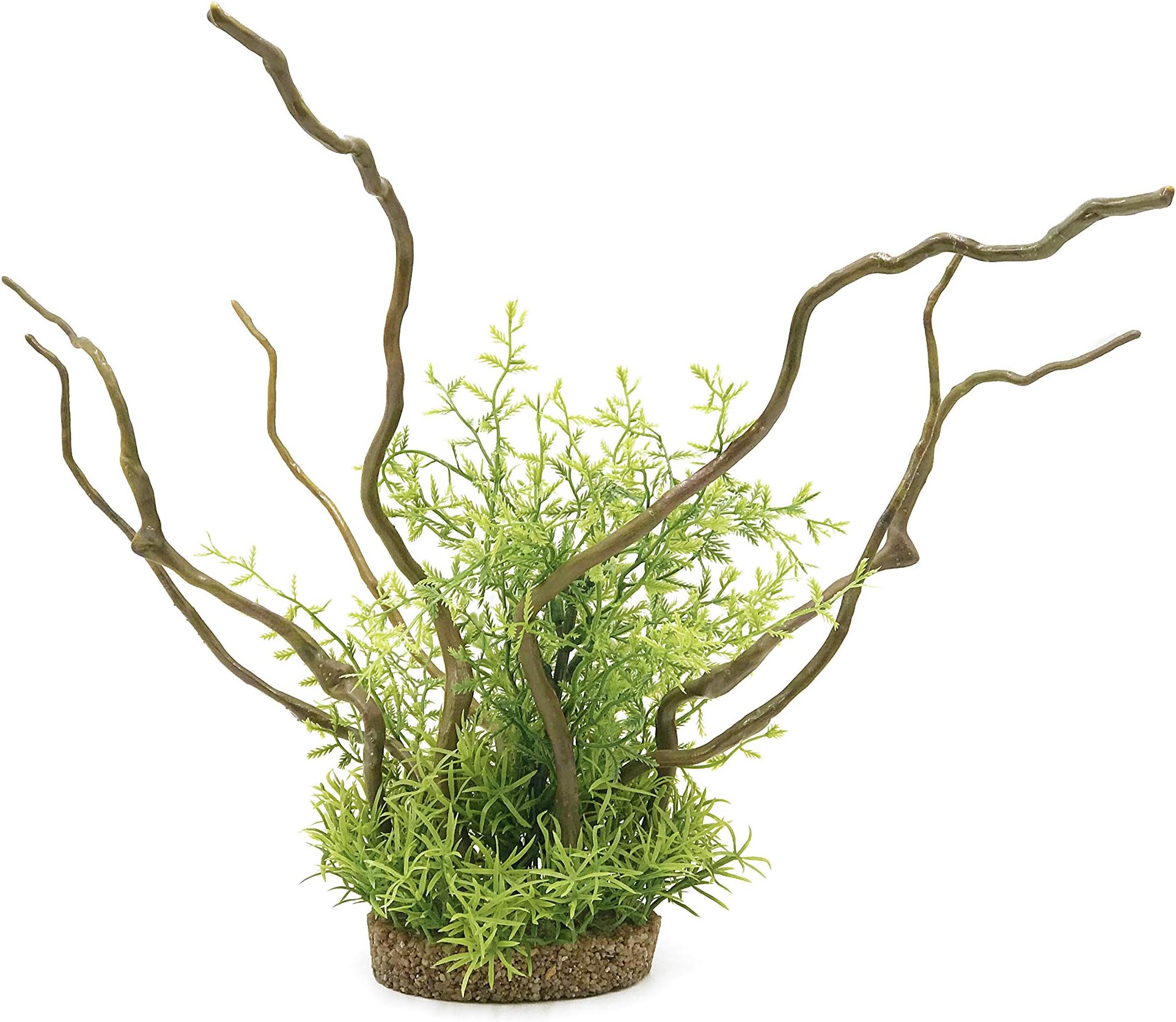 BEGONDIS Aquarium Decorations Fish Tank Artificial Green Water Plants with Branch, Made of Soft Plastic, Safe for All Fish & Pets