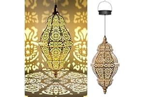 Twinkya Hanging Solar Lights Outdoor Garden Decor, Decorative Waterproof Plastic Moroccan Solar Lantern Lamp, Outside Decorations for Patio Yard Porch Backyard Decor, Gardening Gifts for Women Mom