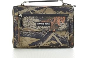 Christian Art Gifts Stand Firm Oak Moss Camo Poly-Canvas Organizer Bible Cover - 1 Corinthians 16:13, Large