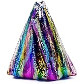 Miuco Rainbow Sequins Totes Colorful Reversible Sparkling Shoulder Bags