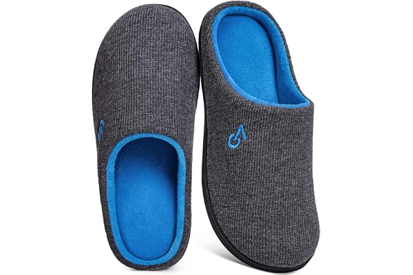 VeraCosy Men's Two-tone Slippers Comfy Breathable Memory Foam Non-slip Indoor House Shoes
