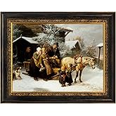 FOLKOR Vintage 16x20 Frame for Canvas Oil Paintings, Black Gold Heavy Wood Frames for Memorial Portraits, Ornate Open Back Wall Frame for Artists Designers Show, No Cover & Back