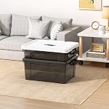 Cetomo 35L-3 Storage Boxes with Lids Stackable Nestable Clear Black view 5