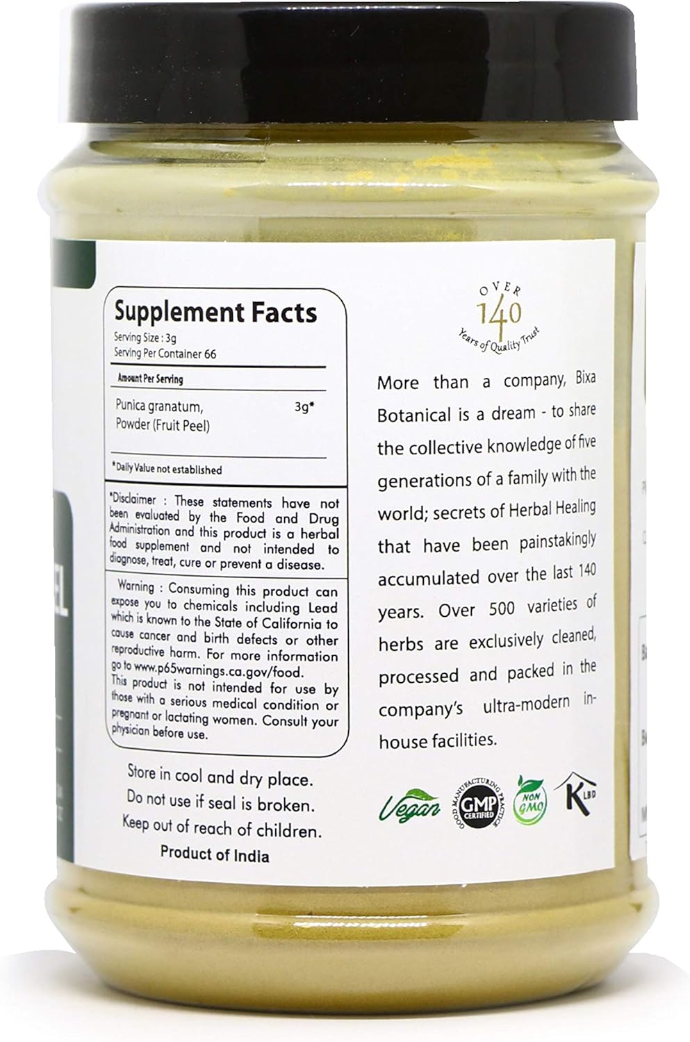 Pomegranate Peel Powder (Punica granatum) - 1 Pound (16 Oz) | Ayurvedic Herbal Supplement Helps to Control Loose motions, Improves Digestion: Health & Personal Care