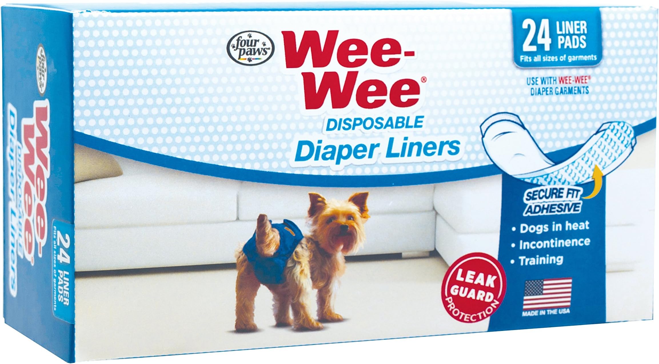 Four PawsWee-Wee Dog Diaper Garment Pads, 24 Pack