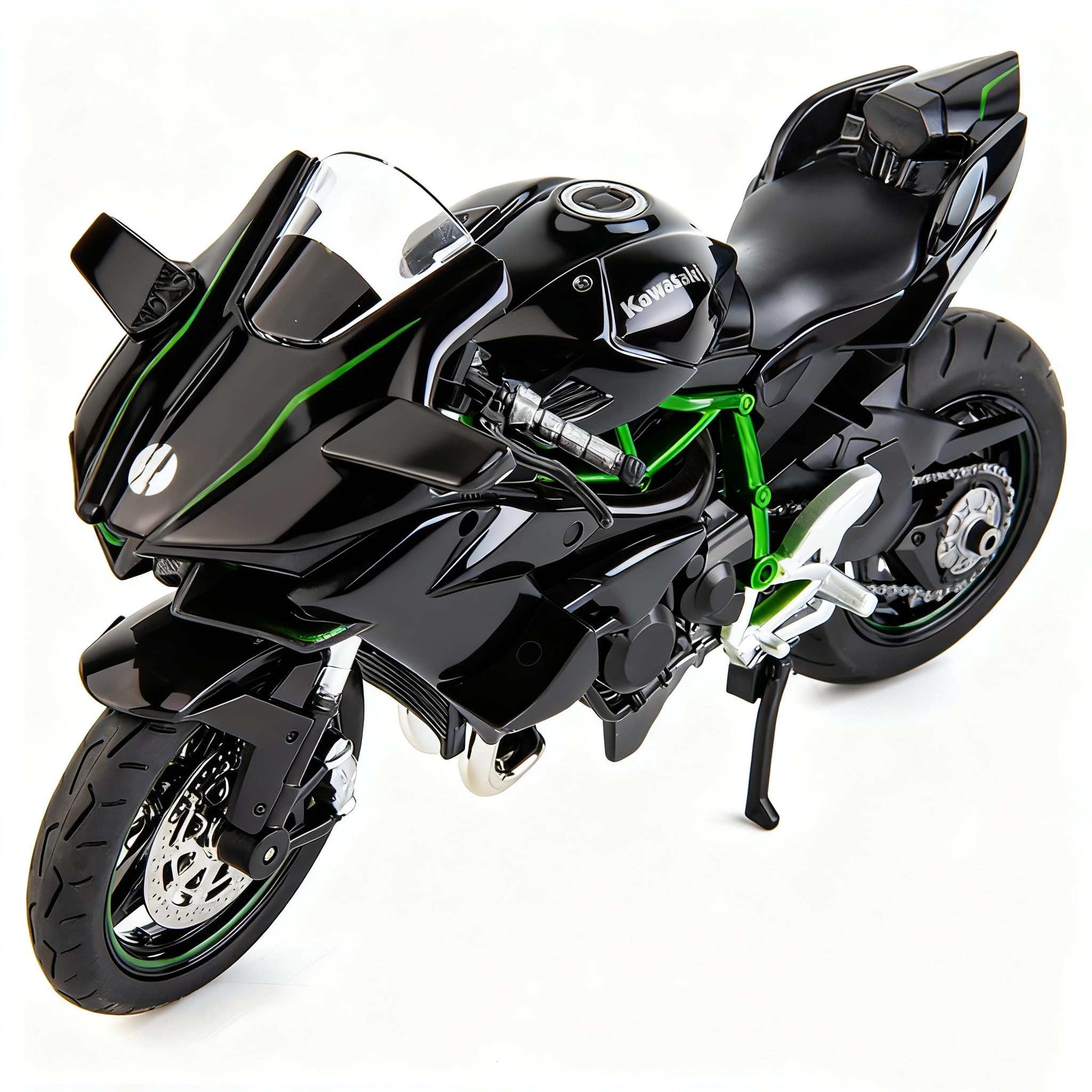 TGRCM-CZ 1:12 Kawasaki Ninja H2R Motorcycle Model, DieCast Model Motorcycle, Suspension and Free Roller, Toy Car, Motorcycle Collection Gift Black