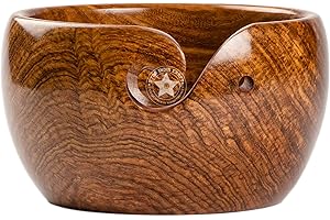 SIC Rosewood Yarn Bowl for Knitting Crocheting - Handcrafted Smooth Yarn Bowl - Large Knitting Yarn Bowl (6 x 4", Rosewood Si