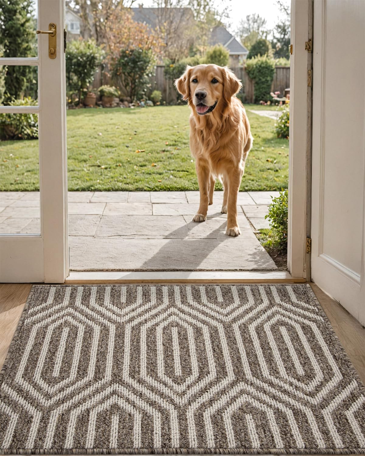 Photo 1 of DEXI Front Door Mats for Entryway, Non Slip Washable Low-Profile Entry Doormat, Absorbent Resist Dirt Inside Floor Entrance Mat, Patio, 24x36, Brown