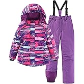 Hiheart Girls Warm Snowsuit Hooded Ski Jacket + Pants 2 Pcs Set