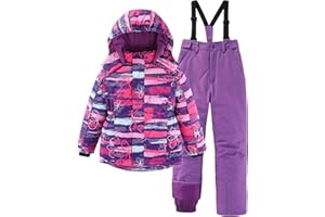 Hiheart Girls Warm Snowsuit Hooded Ski Jacket + Pants 2 Pcs Set