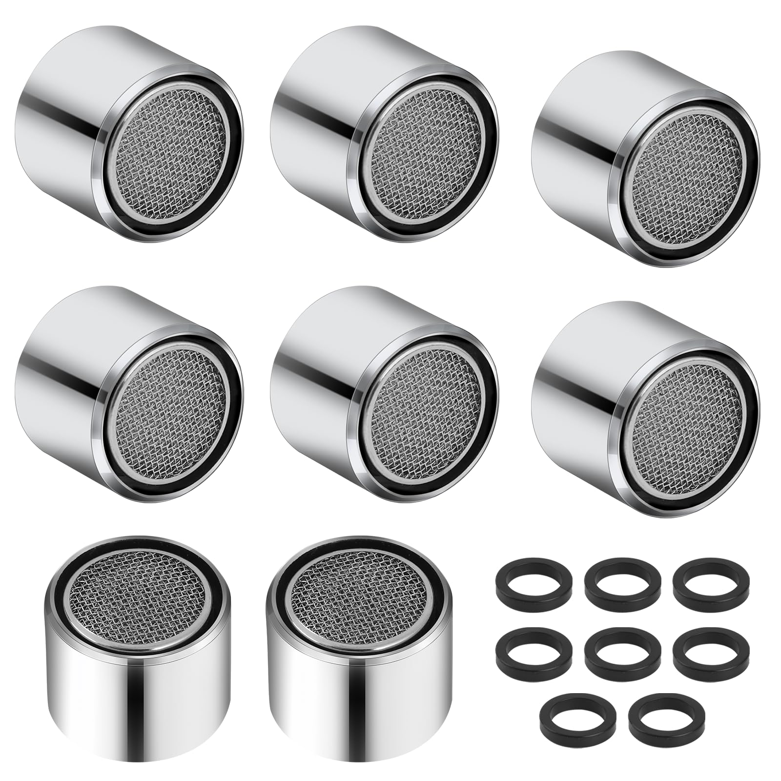 Photo 1 of Faucet Aerator for Kitchen and Bathroom Sink, 8 Pcs Female Thread Chrome Brass 55/64 Inch 22mm Filter With Gasket