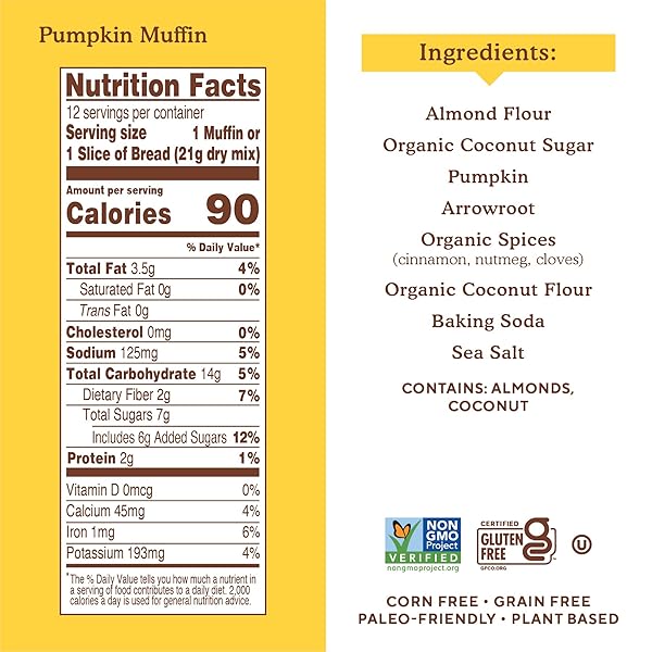SIMPLE MILLS ALMOND FLOUR BAKING MIX, PUMPKIN MUFFIN & BREAD MIX – GLUTEN FREE, PLANT BASED, PALEO FRIENDLY, 9 OUNCE (PACK OF 1)