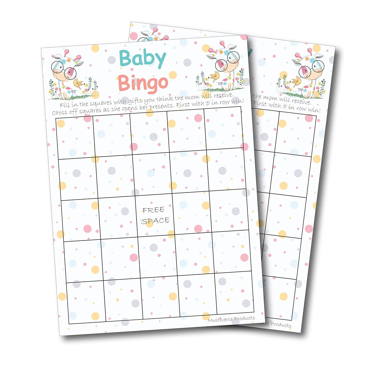 Amazon Com Baby Shower Games Bingo Set Includes 50 Gender Amazon Com Baby Shower Games Bingo Set Includes 50 Gender