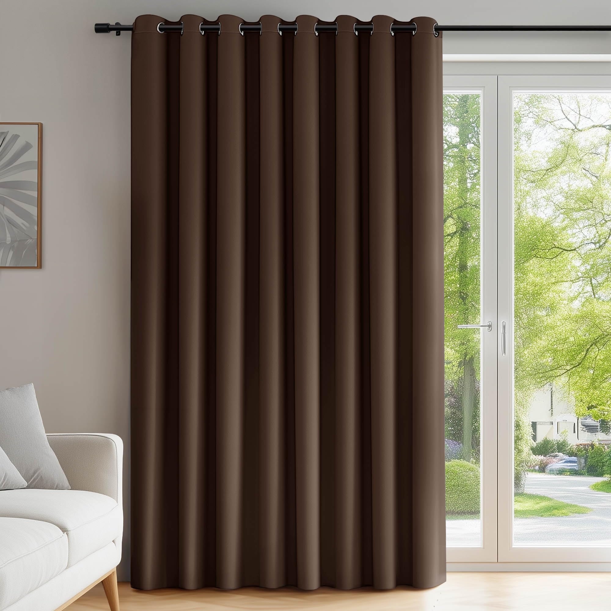 Deconovo Eyelet Blackout Solid Energy Saving Window Treatment Thermal Insulated Wide Width Curtain for Door 100 x 95 Inch Brown 1 Panel