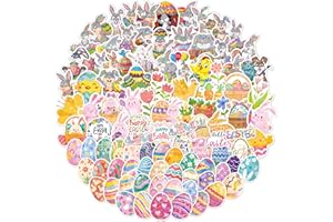 Muswarm 100 PCS Easter Stickers Bulk, Laser Colorful Waterproof Stickers for Kids, Eggs, Cards, Gifts, Stuffers, Decorations