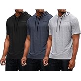 DEVOPS 3 Pack Men's Hoodie Short Sleeve Fishing Hiking Running Workout T-Shirts